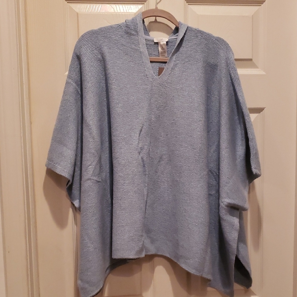 J. Jill Soft Blue Knit Pancho Top